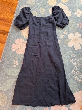 Sophie Rue Navy Puff-Sleeve Maxi Dress